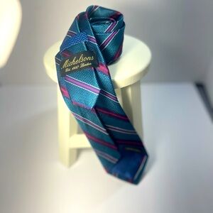 Michelsons of London Silk Tie – Blue Striped Elegant Menswear 👔